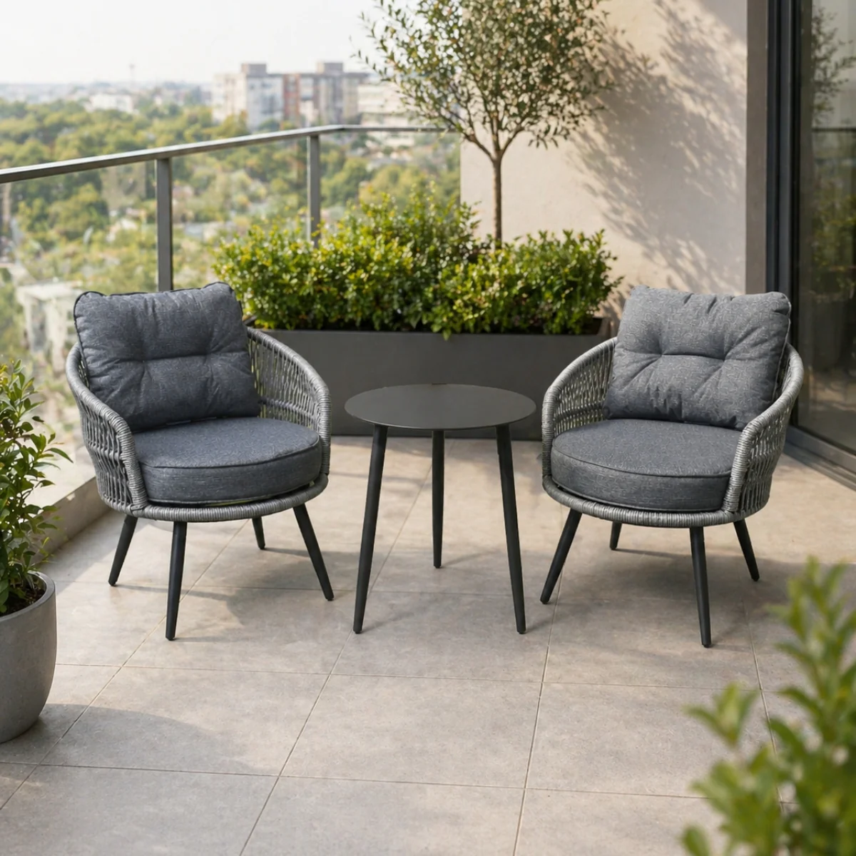 Aghadoe 3 Piece Grey Garden Bistro Set - Image 3