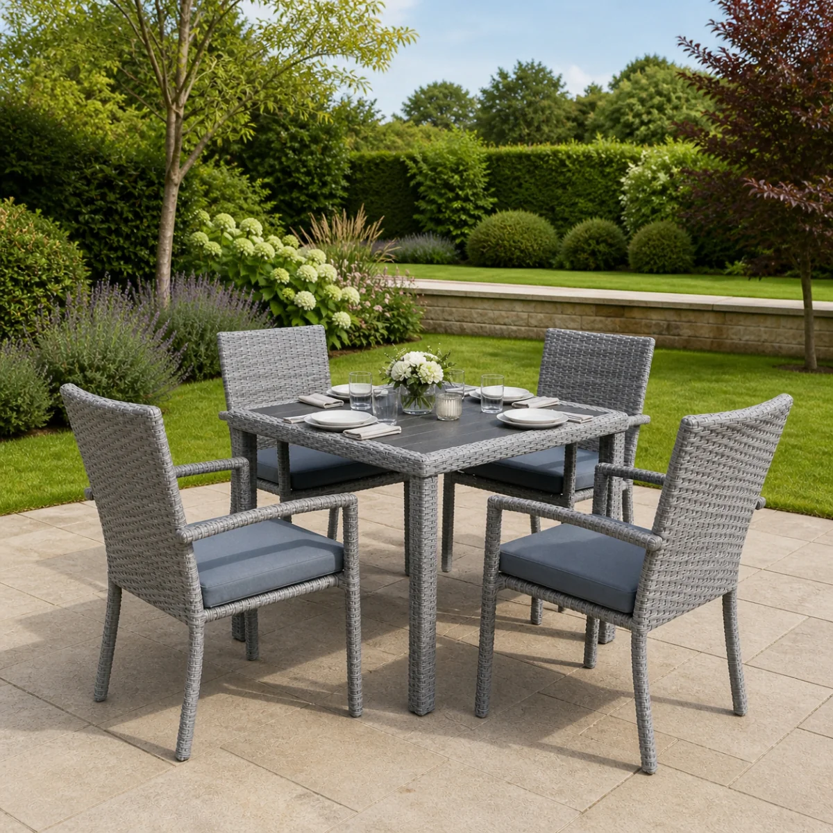 Aghadoe 5 Piece Grey Ratan Garden Dining Set - Image 5