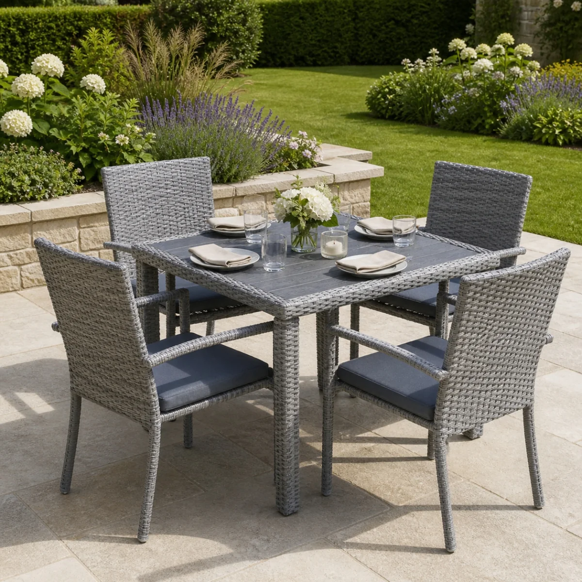 Aghadoe 5 Piece Grey Ratan Garden Dining Set - Image 6