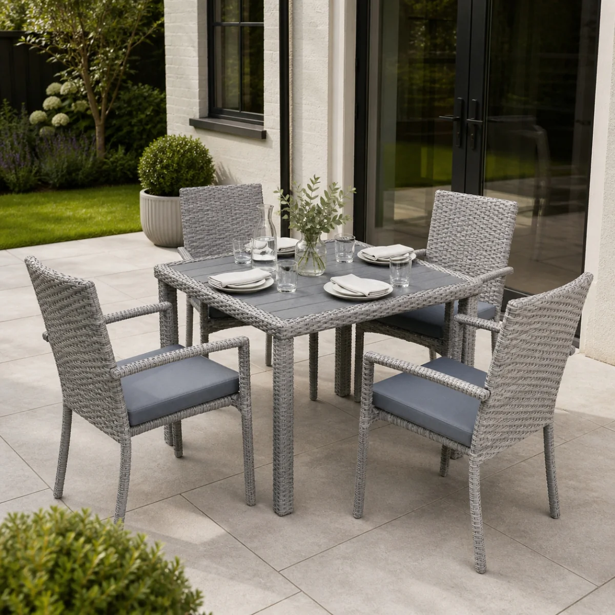 Aghadoe 5 Piece Grey Ratan Garden Dining Set - Image 7