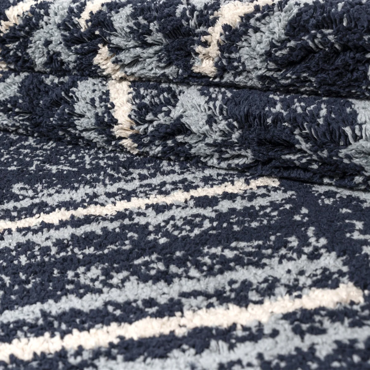 Blaze Blue Check Shaggy Rug - Image 4