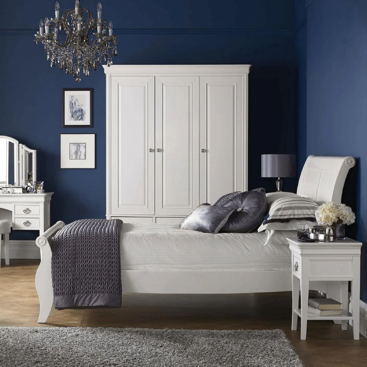 Chanel White Wood Panel Bed - Image 3