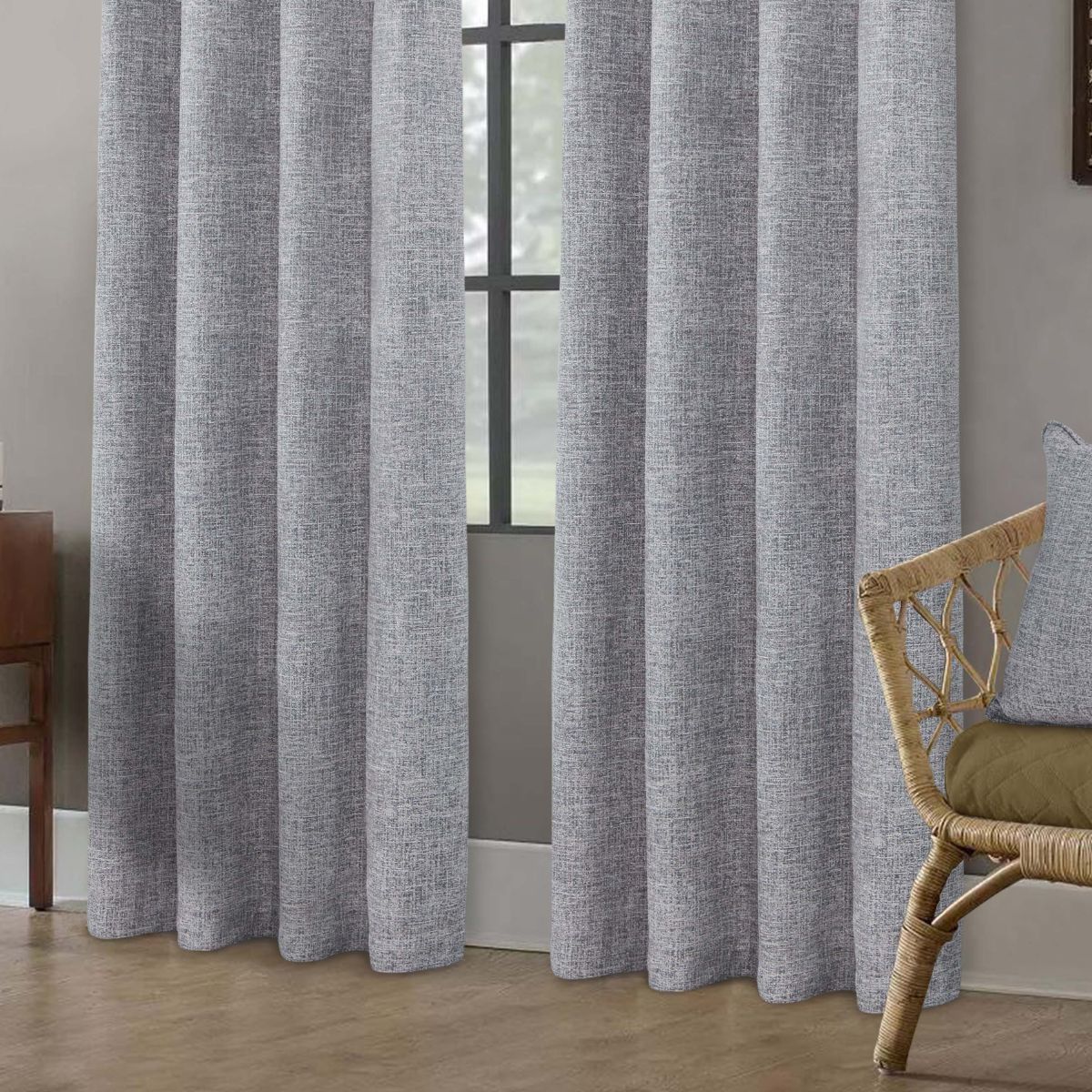 Clayton Ready-Made Grey Eyelet Curtains with Blackout Lining - Image 2