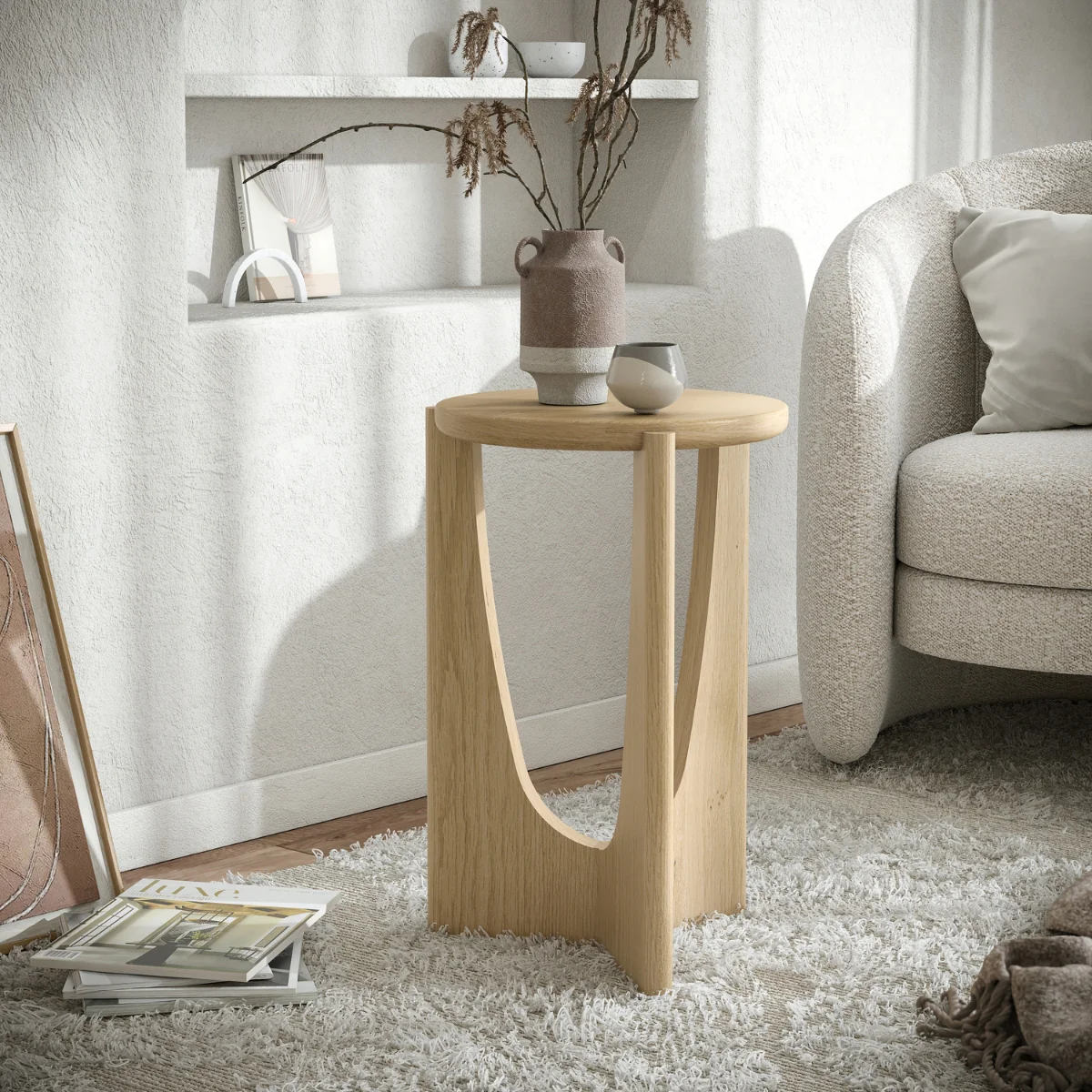 Cordelia Contemporary Oak Side Table - Image 2