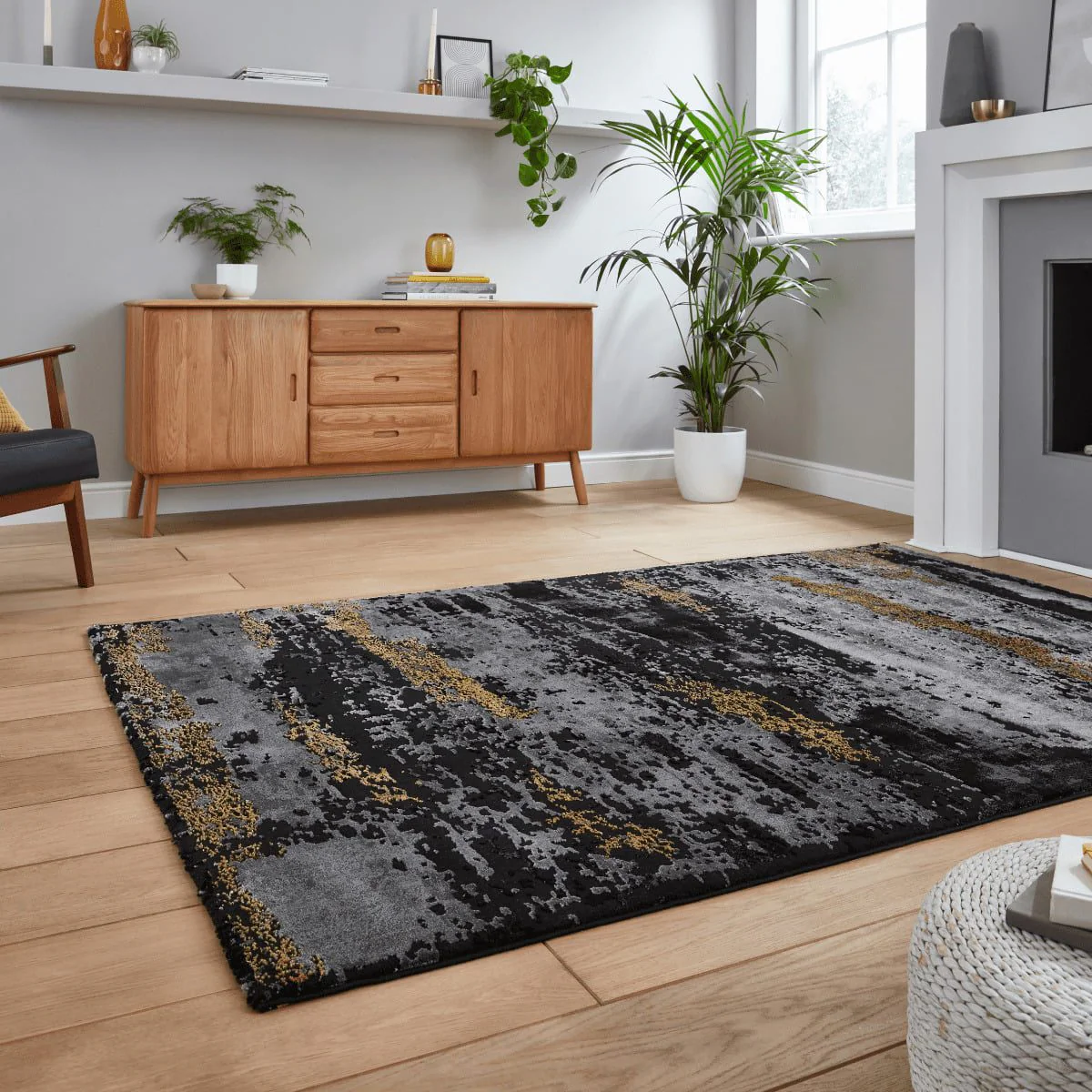 Craft Black and Gold Abstract Rug - Image 7