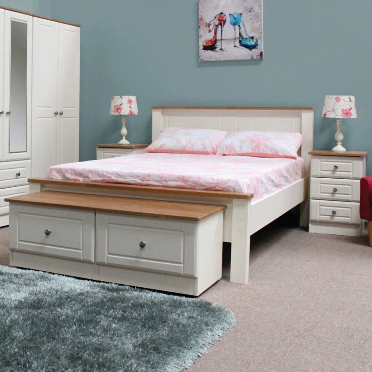 Erne Ivory and Oak Bedside Table