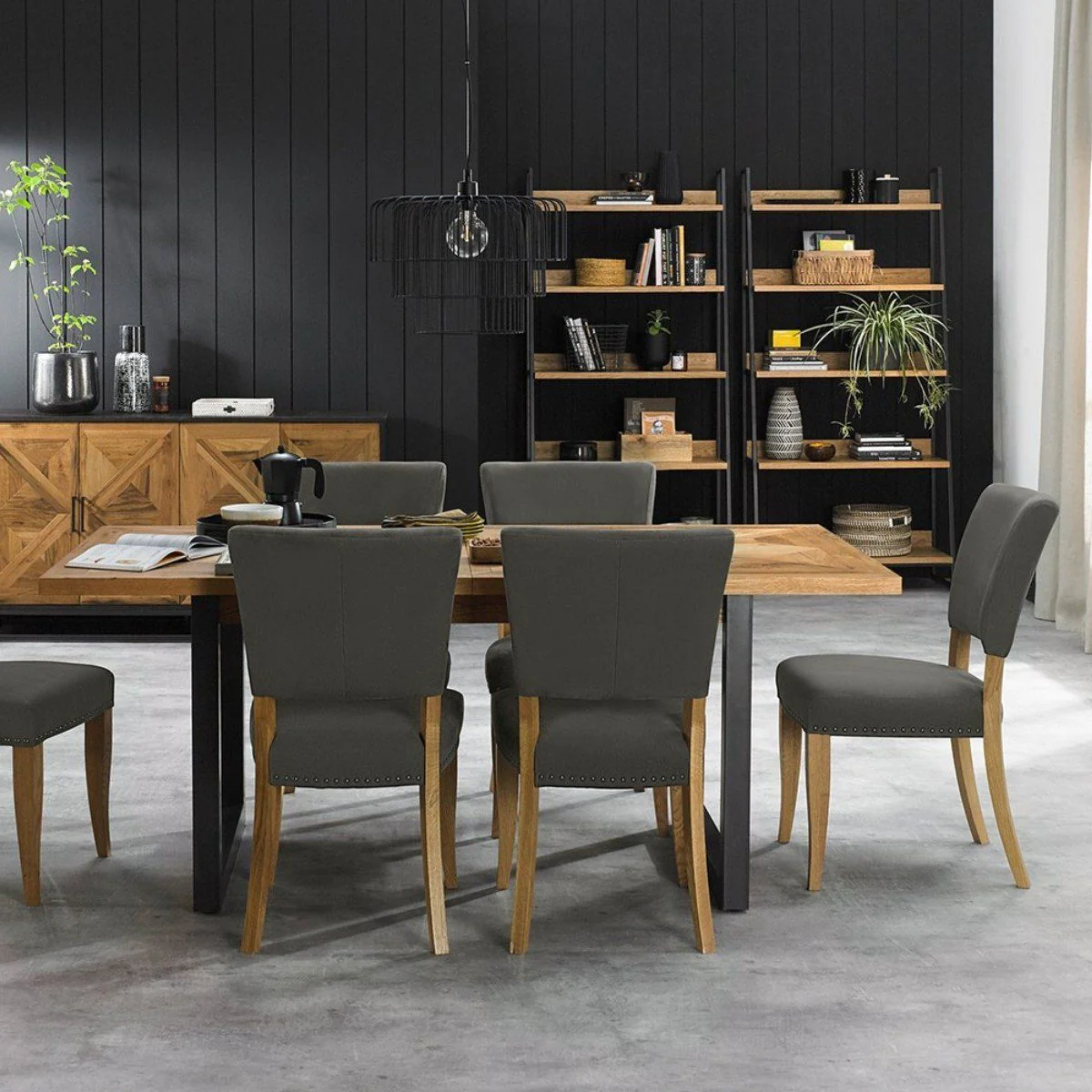 Inishmore Oak and Metal Extending Dining Table - Image 2