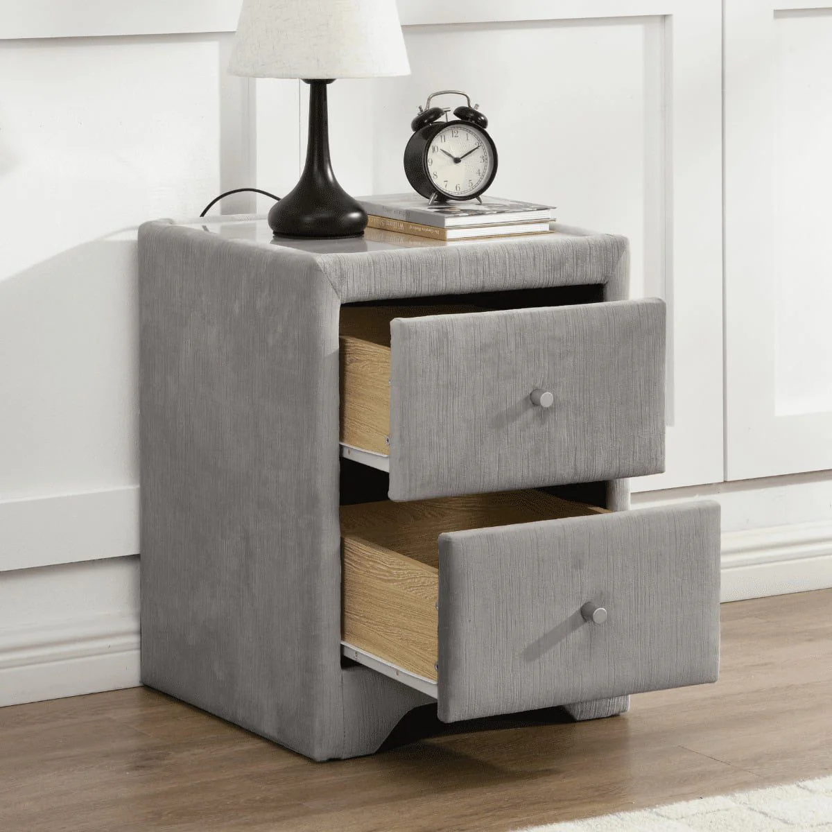 Kilshanny Silver Velvet Nightstand - Image 3
