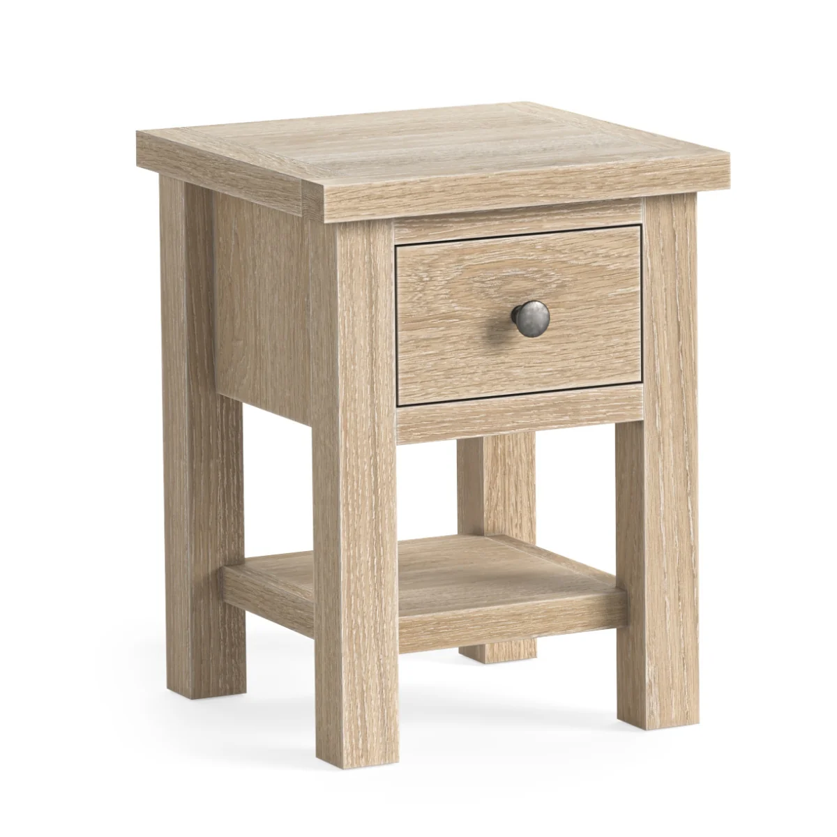 Monarda Oak Lamp Table with Drawer and Shelf