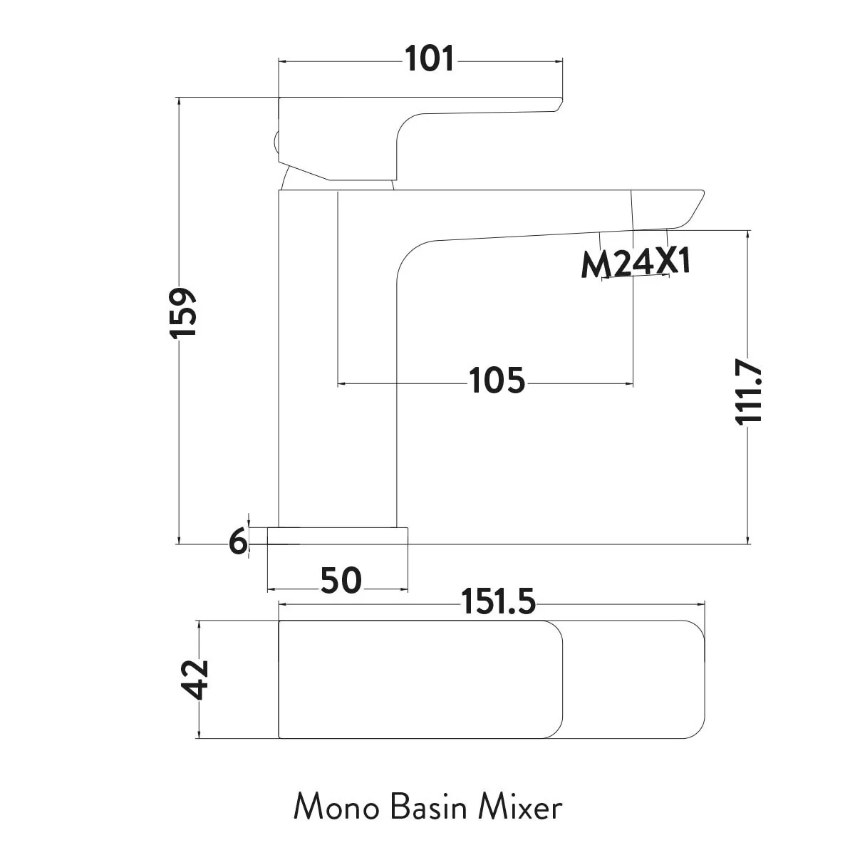 Muro Brushed Brass Basin Mono Mixer - Image 3
