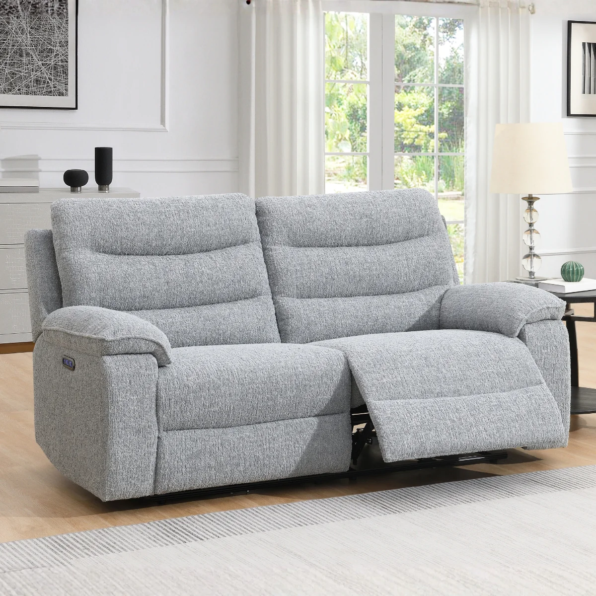 Nohoval Grey 2 Seater Electric Recliner Sofa - Image 2