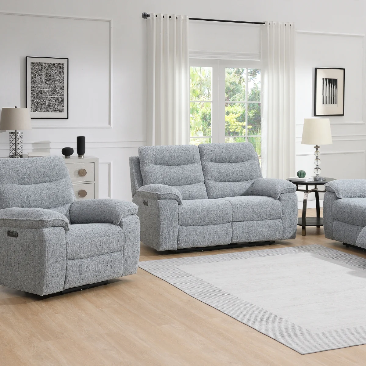 Nohoval Grey 2 Seater Electric Recliner Sofa - Image 3