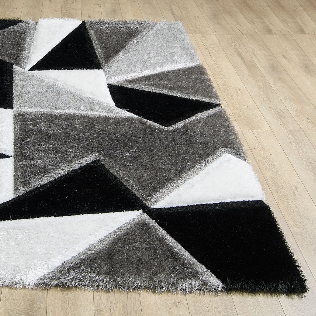 Pluton Black and White Geometric Rug - Image 2