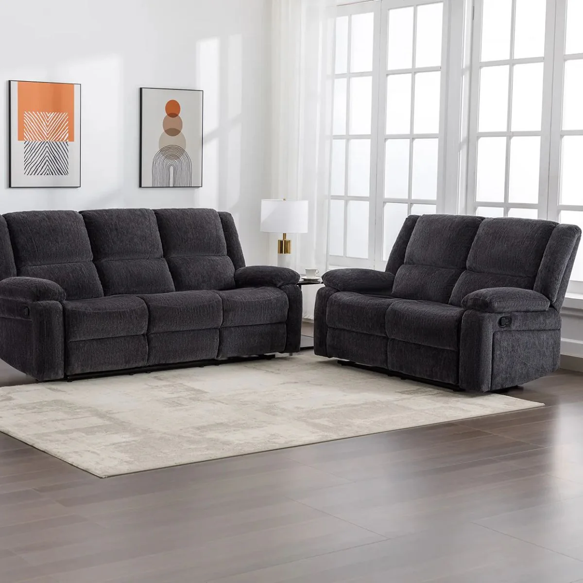 Polly Charcoal 2 Seater Recliner Sofa - Image 3
