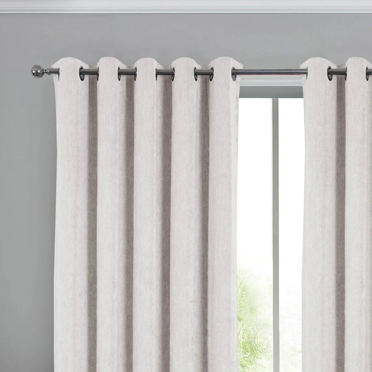 Savoy Chalk Ready-Made Blackout Eyelet Curtains - Image 2
