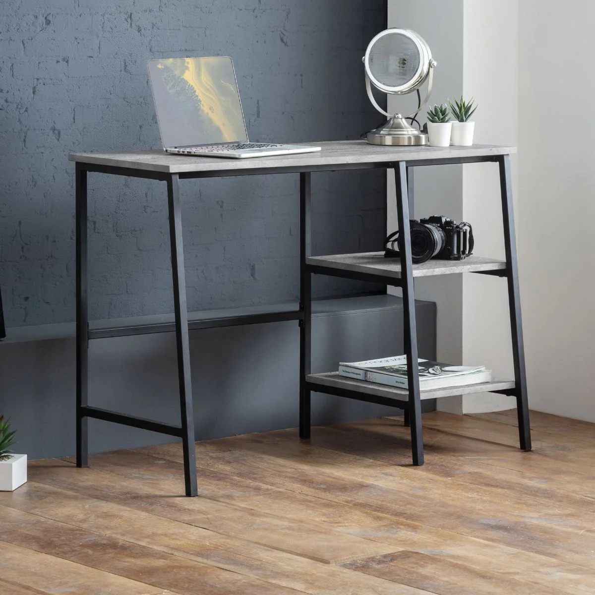 Shay Grey Concrete Effect Desk - Image 5
