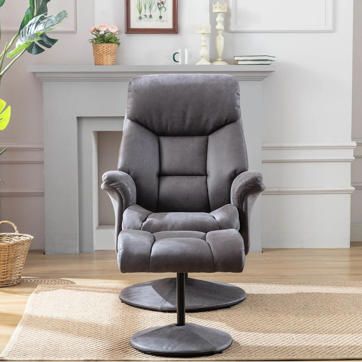 Sneem Swivel Armchair and Footstool - Image 3