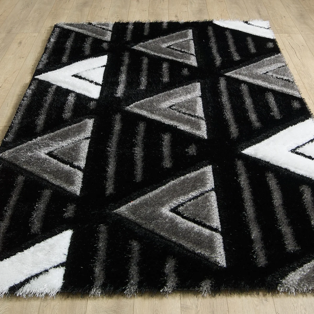 Venus Abstract Black and Grey Geometric Rug - Image 2