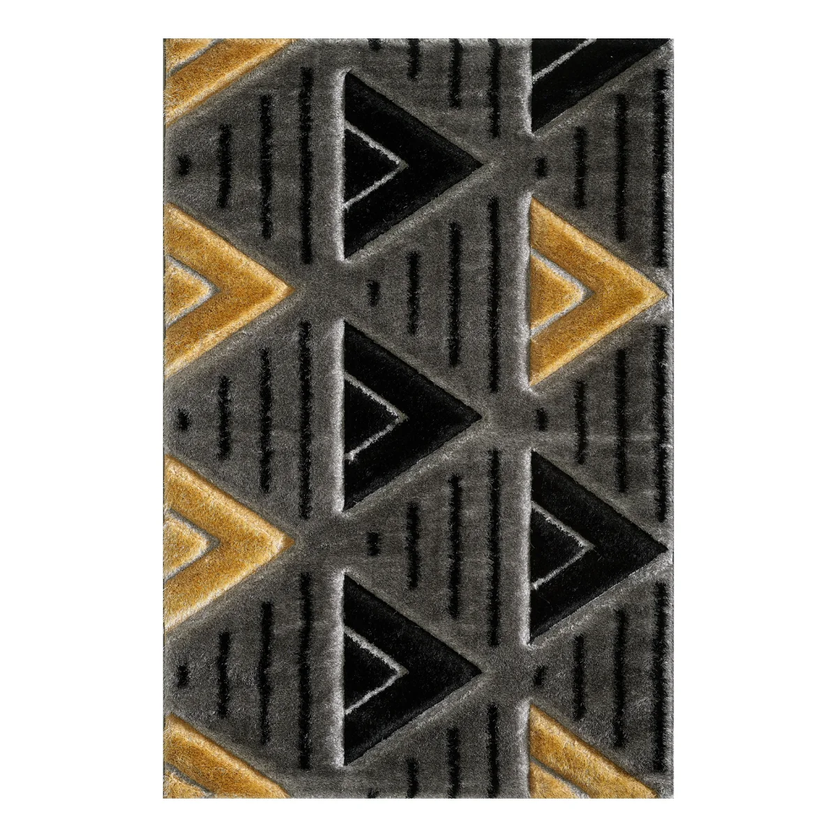 Venus Geometric Grey and Gold Rug