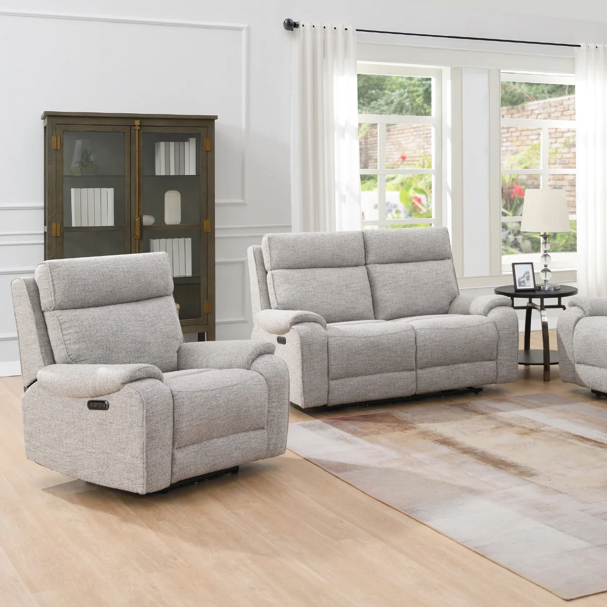 Yannis Grey Fabric Electric Recliner Armchair - Image 2