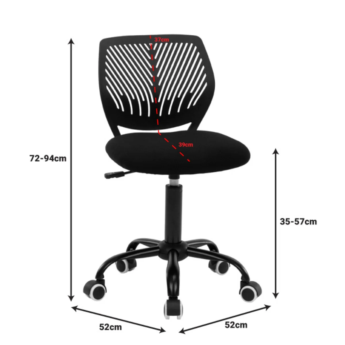 Zoho Kids Black Ergonomic Office Chair - Image 6